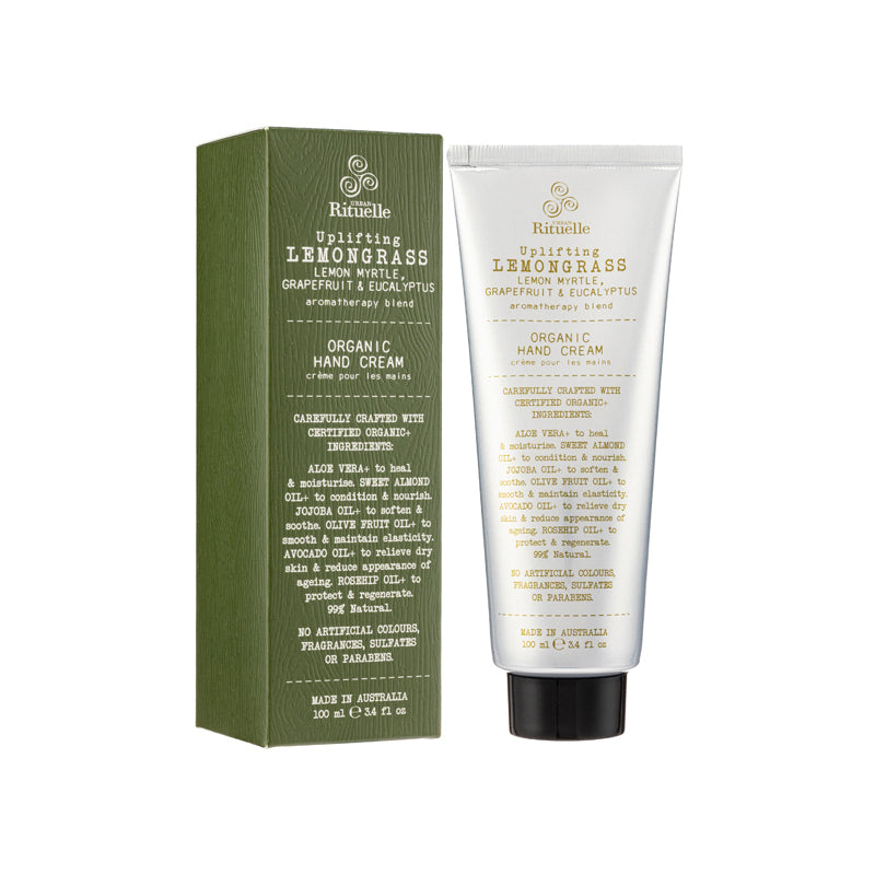 Urban Rituelle Lemongrass, Lemon Myrtle, Grapefruit & Eucalyptus Organic Hand Cream 100ML
