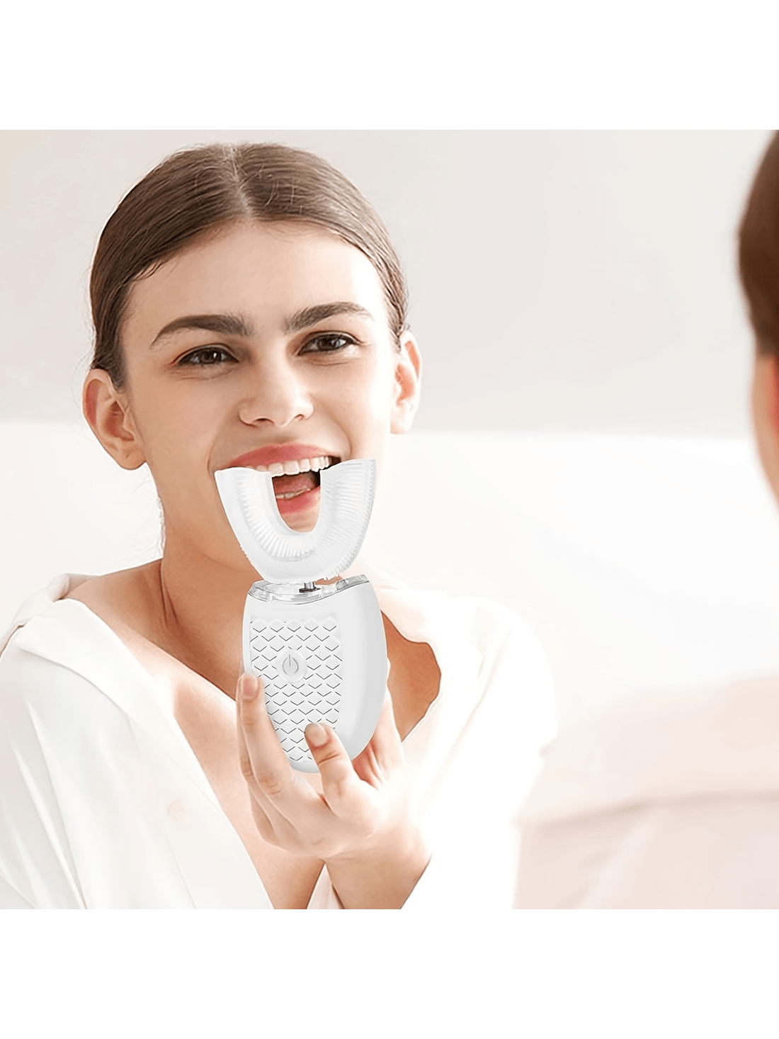 1pc Electric Ultrasonic U-Shaped Toothbrush, 360° Oral Cleaning, Ipx7 Waterproof, 3 Cleaning Modes, Rechargeable And Washable Portable Electric Toothbrush For Travel And Home Use