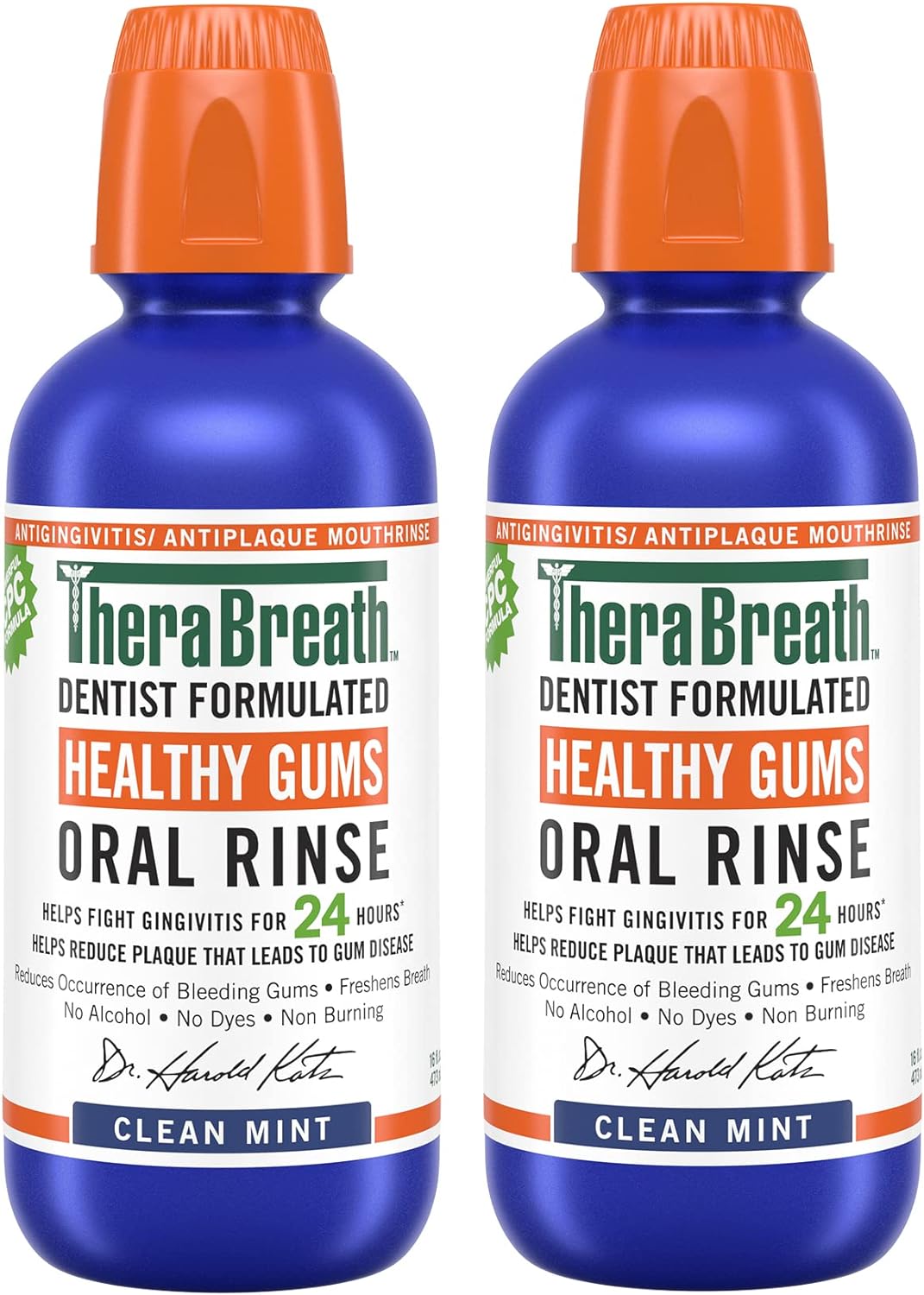 TheraBreath Healthy Gums Mouthwash, Clean Mint, Antigingivitis, Dentist Formulated, 16 Fl Oz (2-Pack)