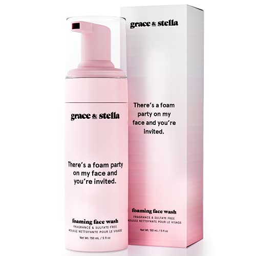 grace & stella Foaming Facial Cleanser (150ml) - Sensitive Skin Face Wash - Vegan - Limpiador Facial - Hydrating Facial Cleanser - Face Wash Sensitive Skin - Cleanser For Dry Skin