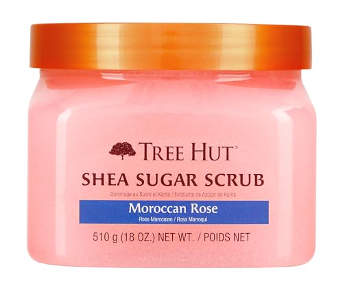 Tree Hut Shea Sugar Scrub Moroccan Rose, 18oz, Ultra Hydrating and Exfoliating Scrub for Nourishing Essential Body Care (Pack of 3)