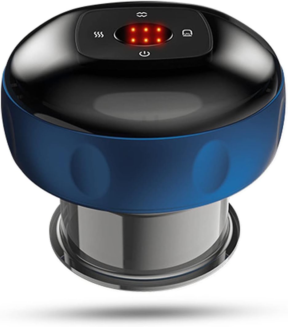 Electric Cupping Massager, Smart Dynamic Suction 3 in 1 Vacuum Cellulite Remover Machine, 1500mAh Professional Gua Sha Scraping Tools for Pain Relief(Blue)