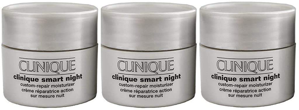 Clinique Smart Night Custom-Repair Moisturizer Dry Combination, 0.5 oz each (Pack of 3)