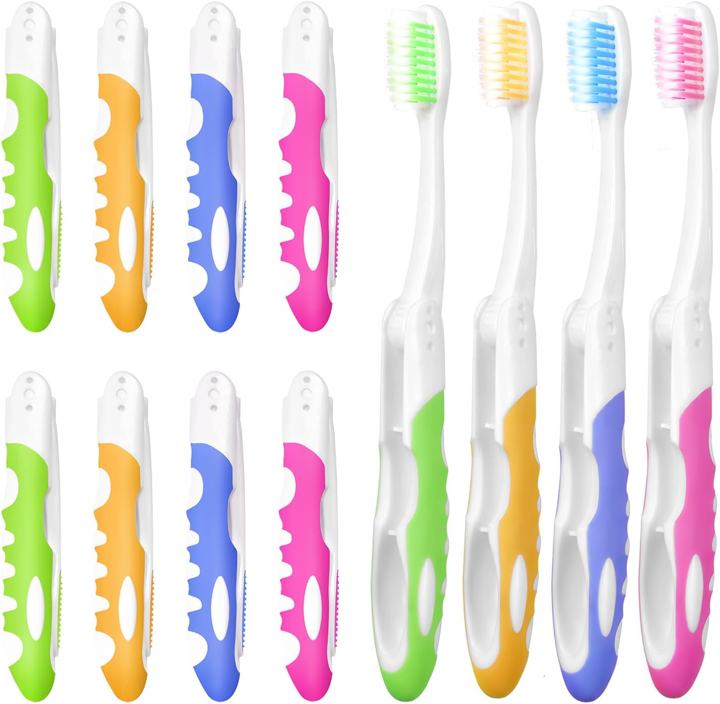 EasyHonor Travel Toothbrush Bulk, Folding Toothbrush with Medium Soft bristles, for Hiking, Camping, Traveling, School, and Home Supplies. (12 Pcs)