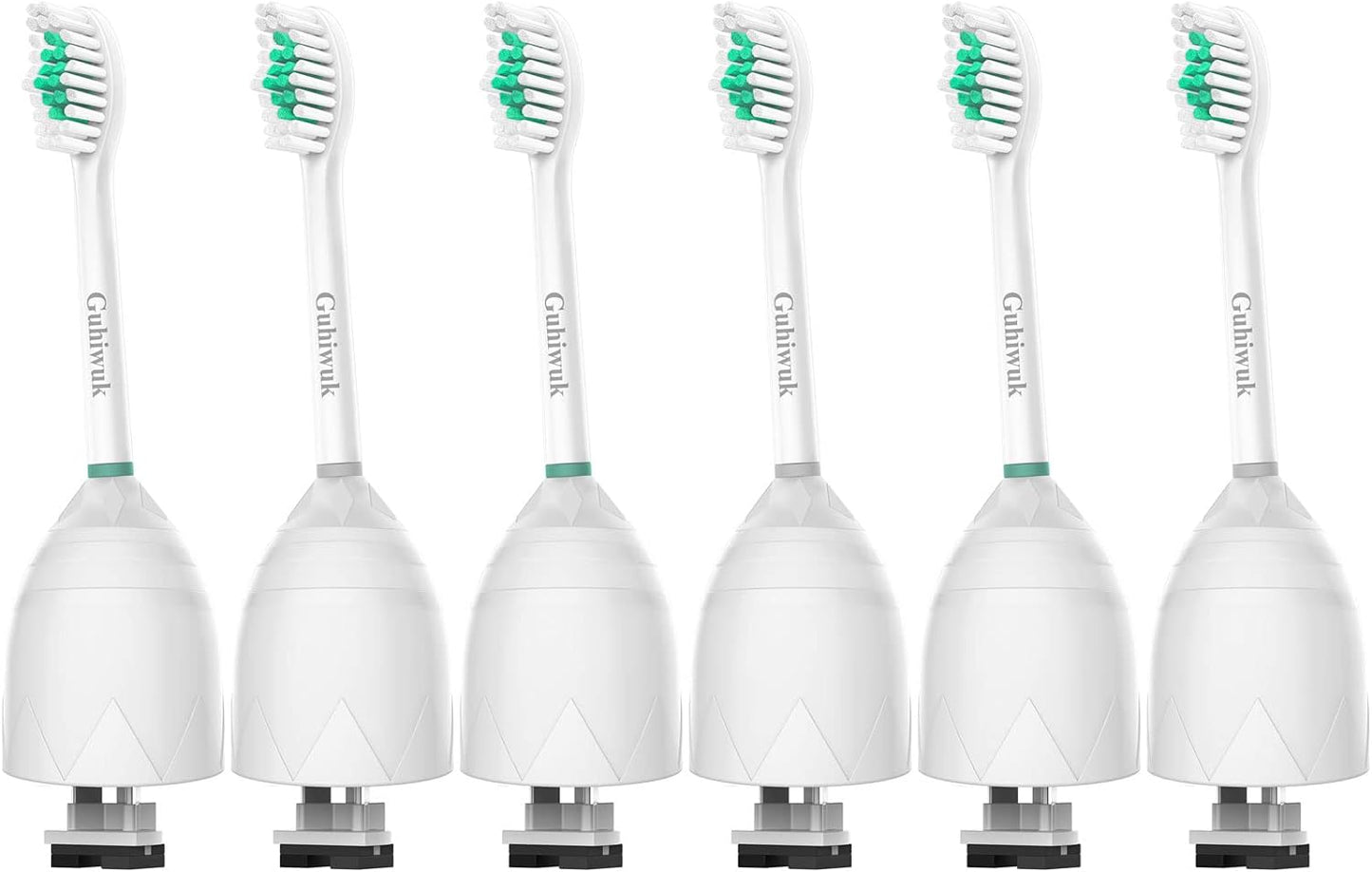 Guhiwuk Replacement Toothbrush Heads Compatible with Philips Sonicare E-Series, Essence, Advance, CleanCare, Elite and Xtreme Screw-on Electric Phillips Brush Handles, 6 Pack