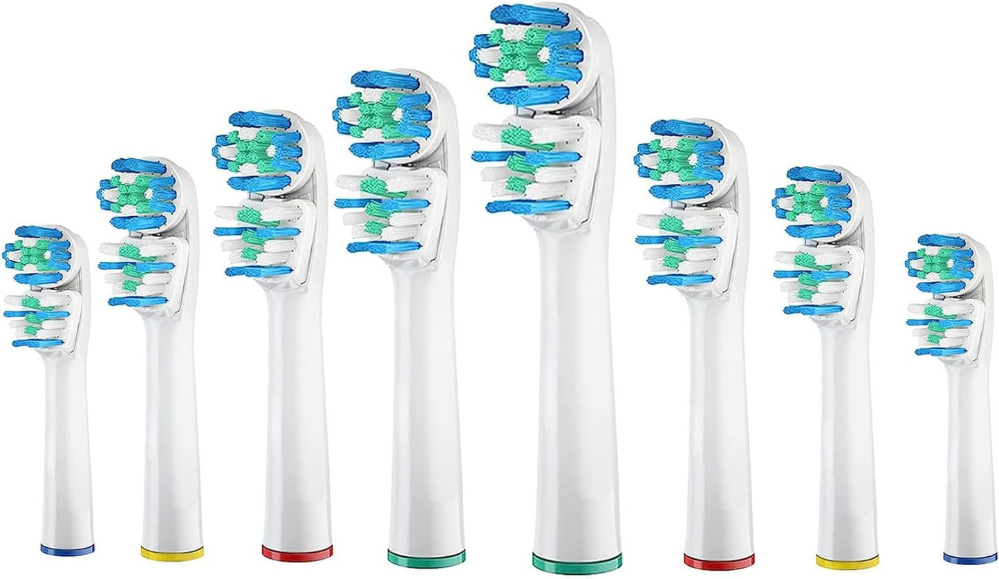 DeBizz Dual-Clean Replacement Brush Heads Compatible with Oral-B Vitality Series, Fits for Pro 1000, Smart 1500, Genius X, Double Clean Toothbrush Heads Provide Twice Clean - 8 Pcs