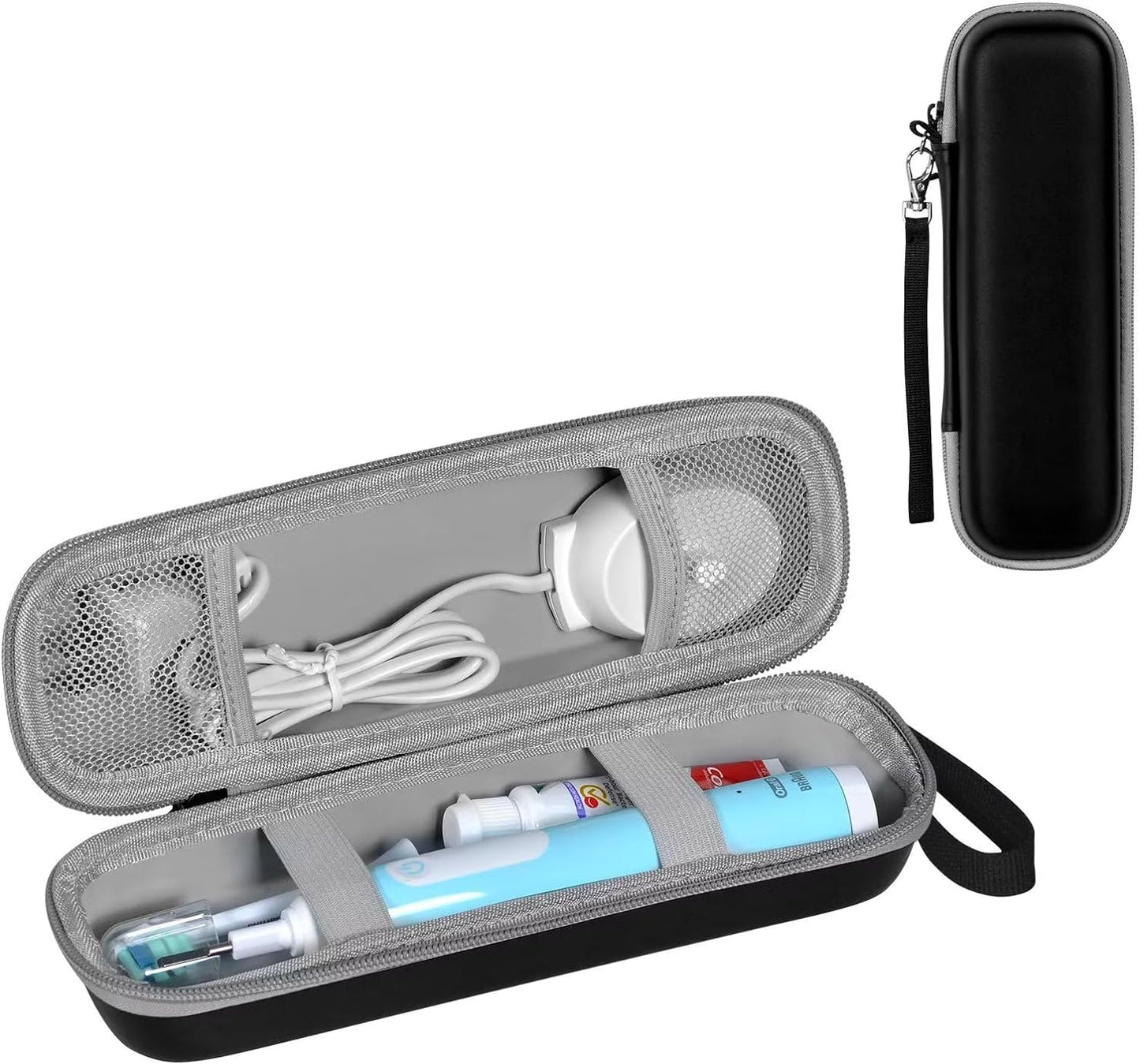 TUNYINSH Toothbrush Travel Case for Oral B/Oral-B Pro 1000 1500 5000 7000 7500 6000 9600/ Phlips Sonicare 4100 5100 1100 6100 5300 Electric Toothbrush, Portable Hard Protective Storage Bag (Black)