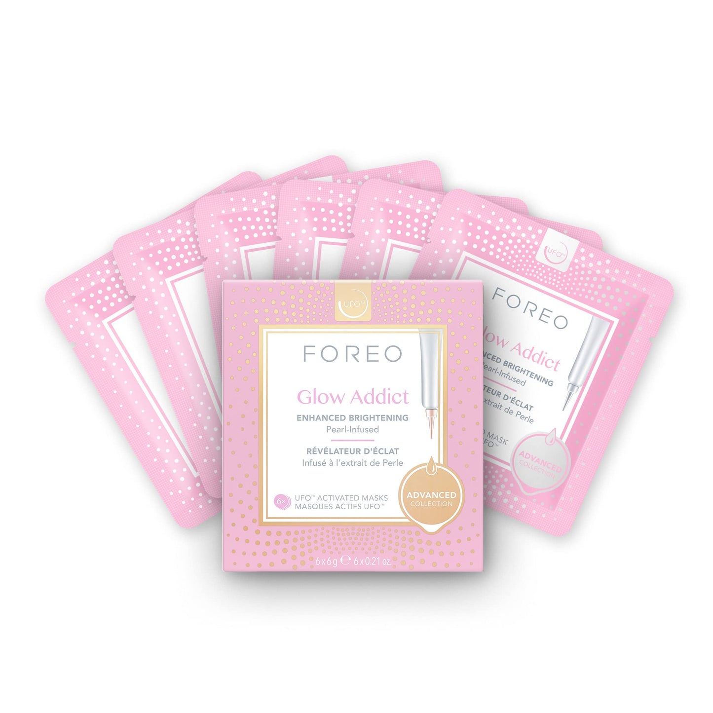 FOREO Glow Addict UFO-Activated Facial Mask - Hydrating Facial - Vitamin C & Vitamin E - For All Skin Types & Dull Skin - Antiaging - 6 pcs in Pack