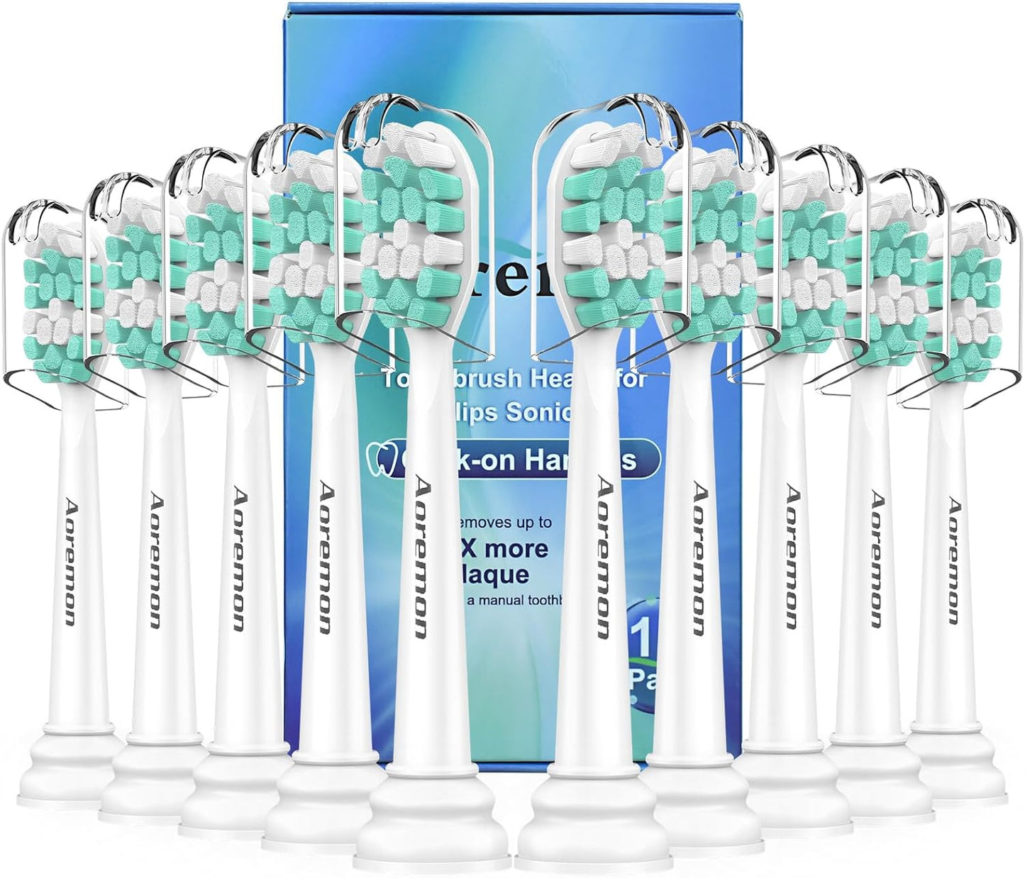 Aoremon Replacement heads for Philips Sonicare 4100 C2 - Compatible with all Sonicare Click-on Toothbrush