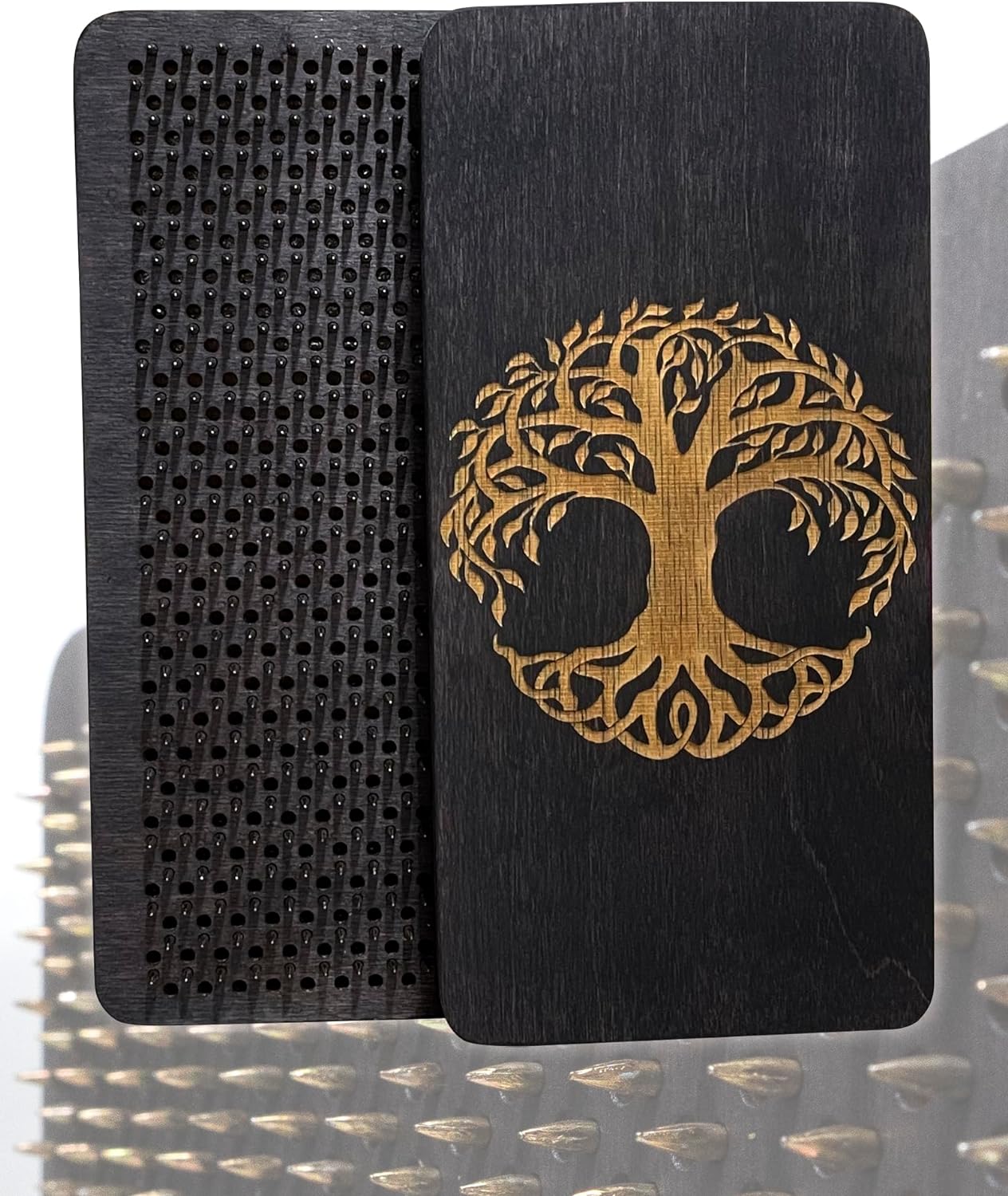 Wooden Yoga Board for Acupressure and Meditation with Nails for Deep Tissue Massage, Sadhu Board for Yoga Practice, Acupuncture Massage, Nails Distance 0.39 In (10 mm)