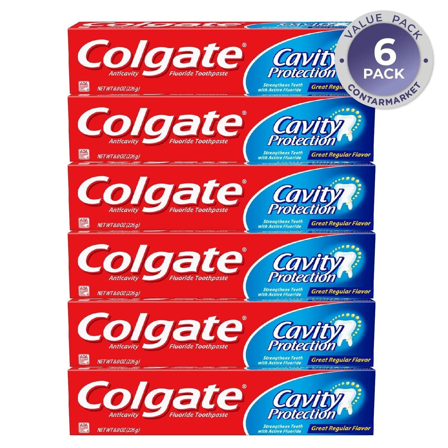 Colgate Cavity Protection with Fluoride Great regular White 8 oz - 6 Pack