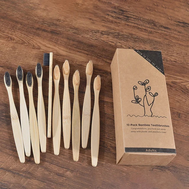 BAMBOO WORLD Eco-Friendly Bamboo Toothbrush Set