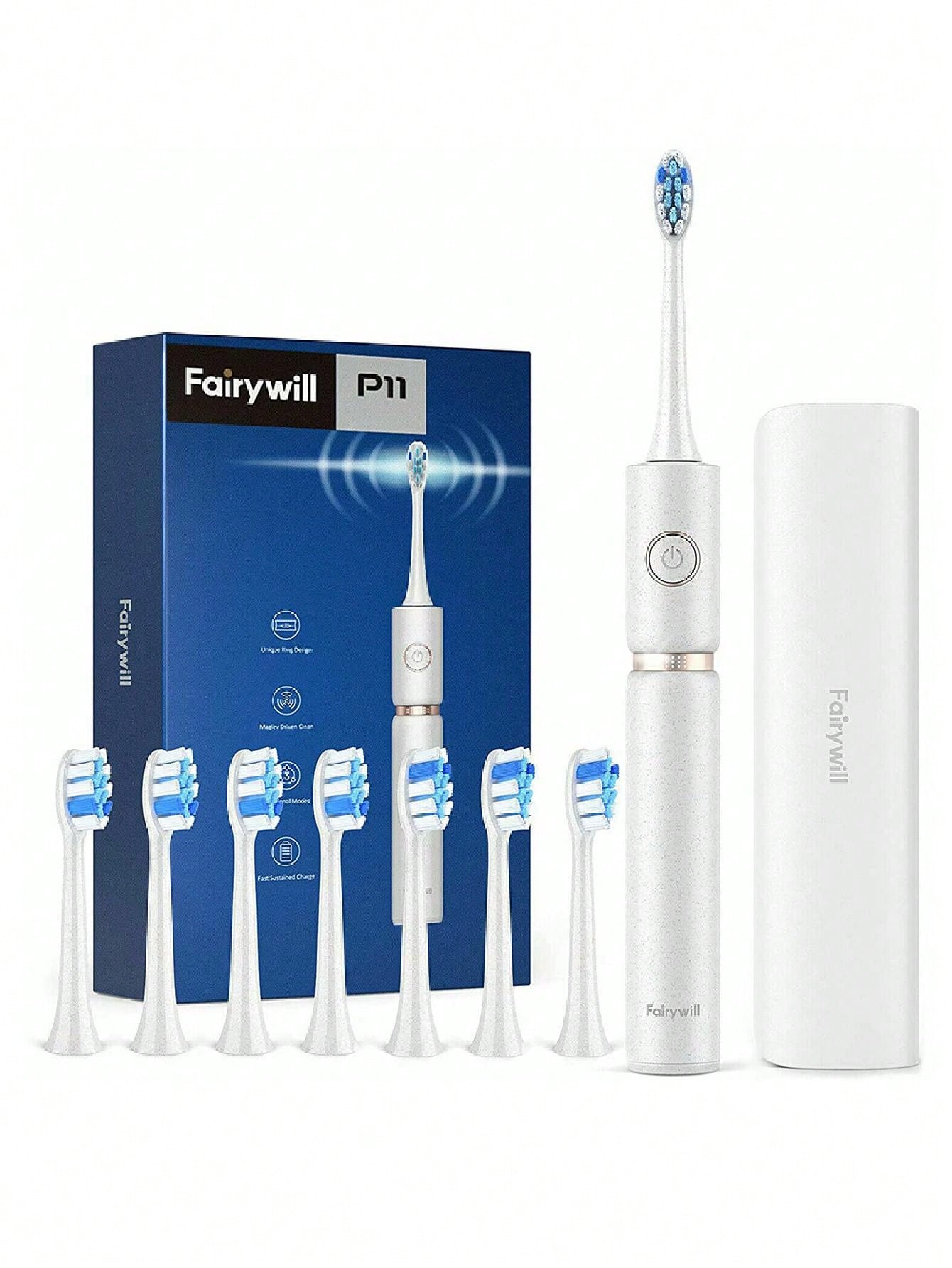 Fairywill Sonic Electric Toothbrushes for Adults, 8 Brush Heads Electric Toothbrush Deep Clean 5 Modes, Rechargeable Toothbrushes