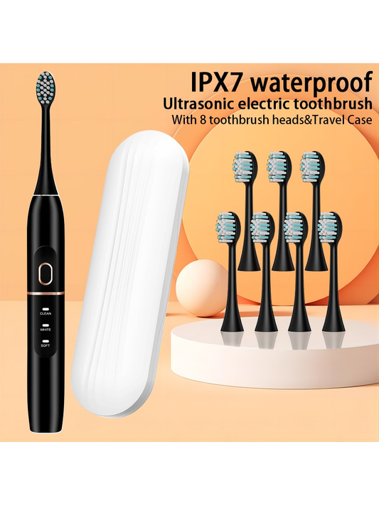 Electric Toothbrush Set, Comes With 8 Brush Heads & Travel Case, 4 Modes With 2 Minutes Built In Smart Timer, One Charge For 60 Days, 42000 VPM Motor
