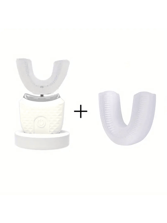 1pc Adult Electric Toothbrush With Charging Base And Replaceable Brush Heads, 360-Degree Oral Cleaning, U-Shaped Smart Toothbrush