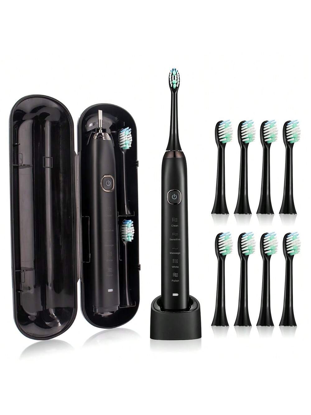Electric Sonic Toothbrush Wireless Charging 8 Brush Heads Smart Ultrasonic Dental Teeth Whitening Rechargeable Adult Tooth Brush With Travel Box