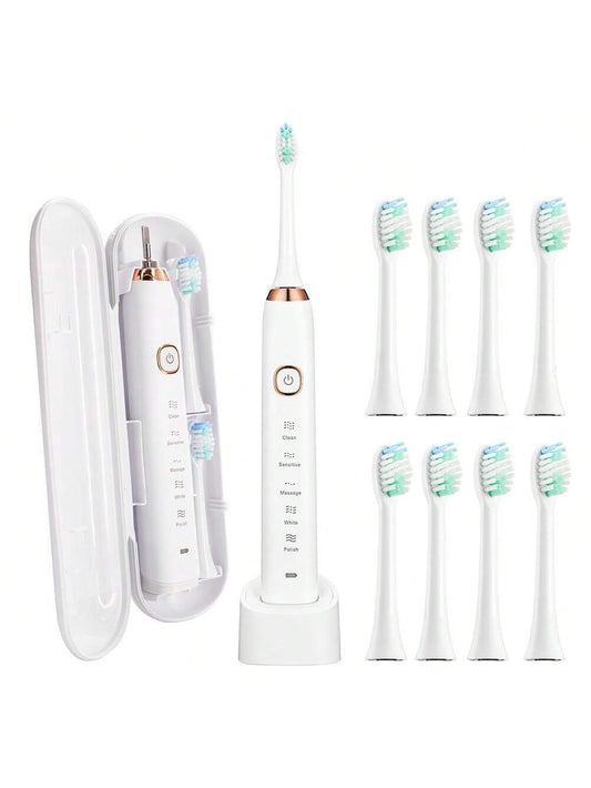 Electric Sonic Toothbrush Wireless Charging 8 Brush Heads Smart Ultrasonic Dental Teeth Whitening Rechargeable Adult Tooth Brush With Travel Box
