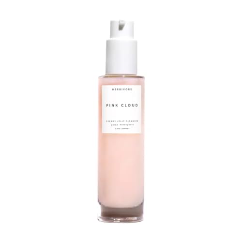 HERBIVORE Pink Cloud Creamy Jelly Cleanser – Rosewater + Tremella Hydrating Face Wash + Makeup Remover for Sensitive Skin, Vegan, 100mL / 3.4 oz