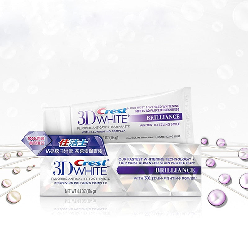 Crest 3D White Tooth Paste Brillance Teeth Whitening Improved Formula Dental Tooth Care Oral Hygiene Squeeze Gel Toothpaste 116g