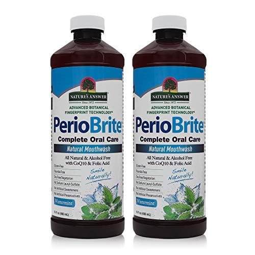 Nature's Answer Periobrite Alcohol-Free Mouthwash, Wintermint, 16 Ounce (2 Pack) | Fluoride Free | Natural Breath Freshener | Stain Remover | Natural Teeth Whitener