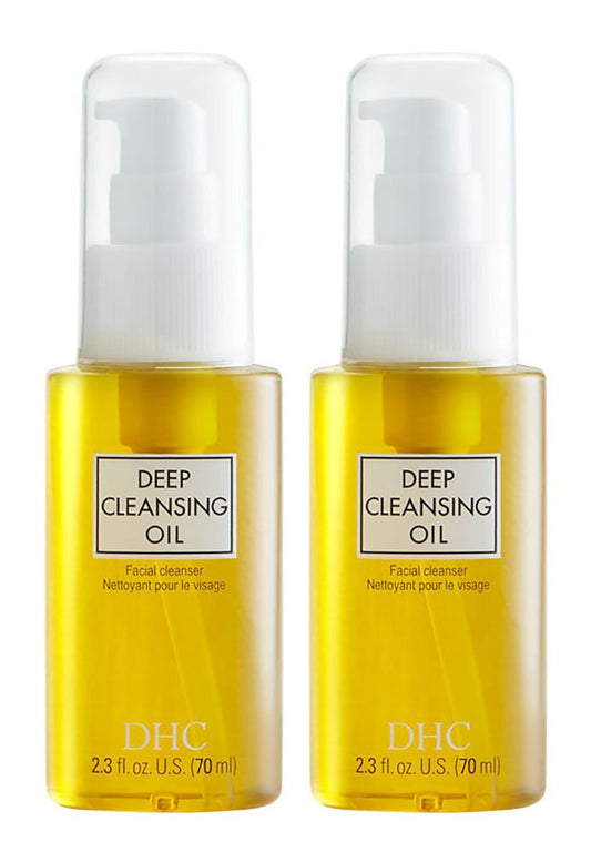 DHC Deep Cleansing Oil Small 2 pack, Facial Cleansing Oil, Makeup Remover, Cleanses without Clogging Pores, Residue-Free, Fragrance and Colorant Free, All Skin Types, 2.3 fl. oz.