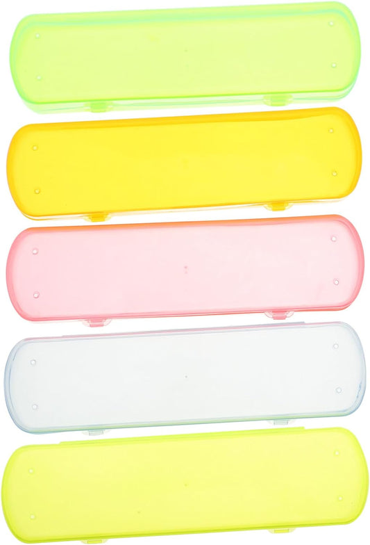 Cabilock 5pcs Candy Color Wash Holder Storage Case Toothpaste Camping and Orange, for Green, Travel Each Toothbrush Portable Blue, Pink, Yellow, Pp Transparent