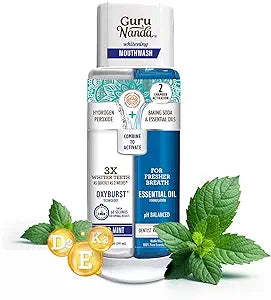 GuruNanda Dual Barrel Oxyburst Whitening Mouthwash - Contains Hydrogen Peroxide to Promote Whiter Teeth