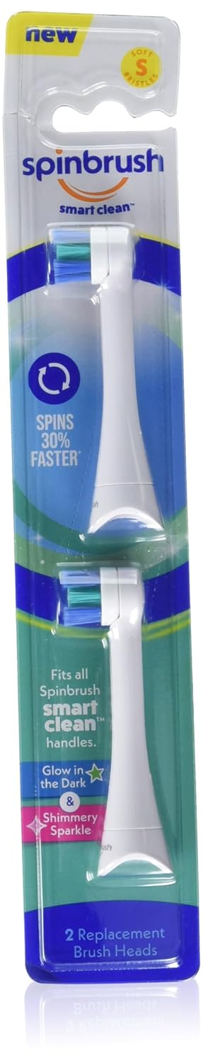 Spinbrush Smart Clean Kids Replacement Heads, Soft Bristles, 2-Pack