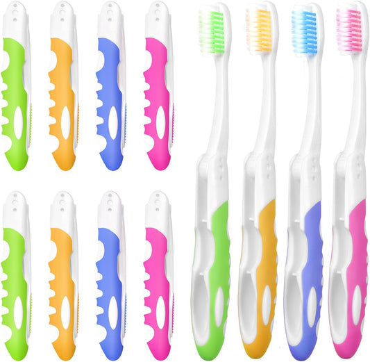 EasyHonor Travel Toothbrush Bulk, Folding Toothbrush with Medium Soft bristles, for Hiking, Camping, Traveling, School, and Home Supplies. (12 Pcs)