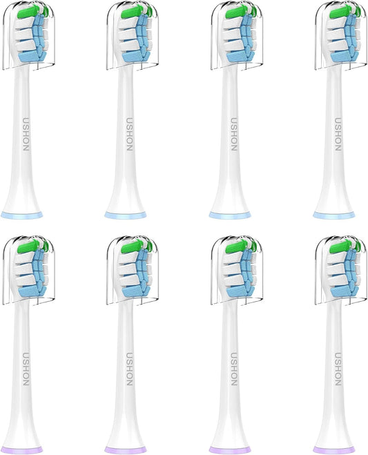 USHON Replacement Toothbrush Heads for Philips Sonicare Replacement Heads, Brush Heads Compatible with Phillips Sonicare Snap-on Electric Tooth Brushes, 8 Pack