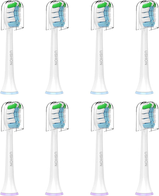 USHON Replacement Toothbrush Heads for Philips Sonicare Replacement Heads, Brush Heads Compatible with Phillips Sonicare Snap-on Electric Tooth Brushes, 8 Pack