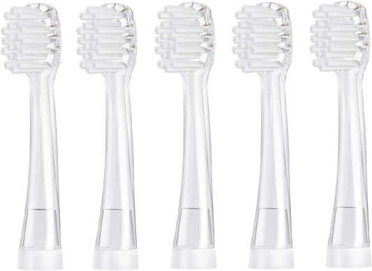 Baby Toothbrush Replacement Heads Compatible with Papablic BabyHandy/Gina/Debby/Arya, Compatible with Brush-Baby BabySonic, for Seago SG902/SG602, Toddler Electric Toothbrush Heads 0-3 Years 5 Pack
