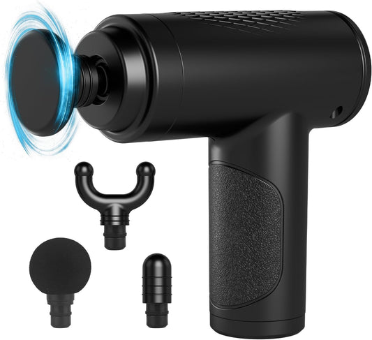 Mini Massage Gun，Deep Tissues Muscle Massager Gun with 6 Speeds, Percussion Massage Gun with 4 Massage Heads, Portable Electric Handheld Body Massager for Back Neck Pain Relief, Gifts for Him