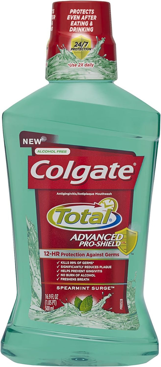 Colgate Total Advanced Pro-Shield Mouthwash, Spearmint Surge, 16.9 Fluid Ounce