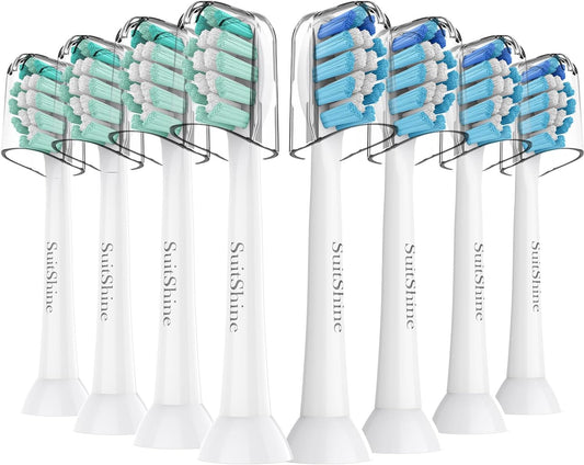 SuitShine Replacement Toothbrush Heads Compatible with Philips Sonicare Replacement Heads, Sonicare Replacement Brush Head (8 White)