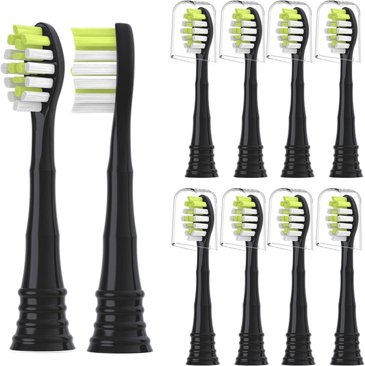 YMPBO Toothbrush Replacement Heads Compatible with Philips One Series Sonicare Rechargeable Toothbrush HY1200/06 BD1003/AZ, 10 Pack Replacement Heads, Soft Bristles, Black