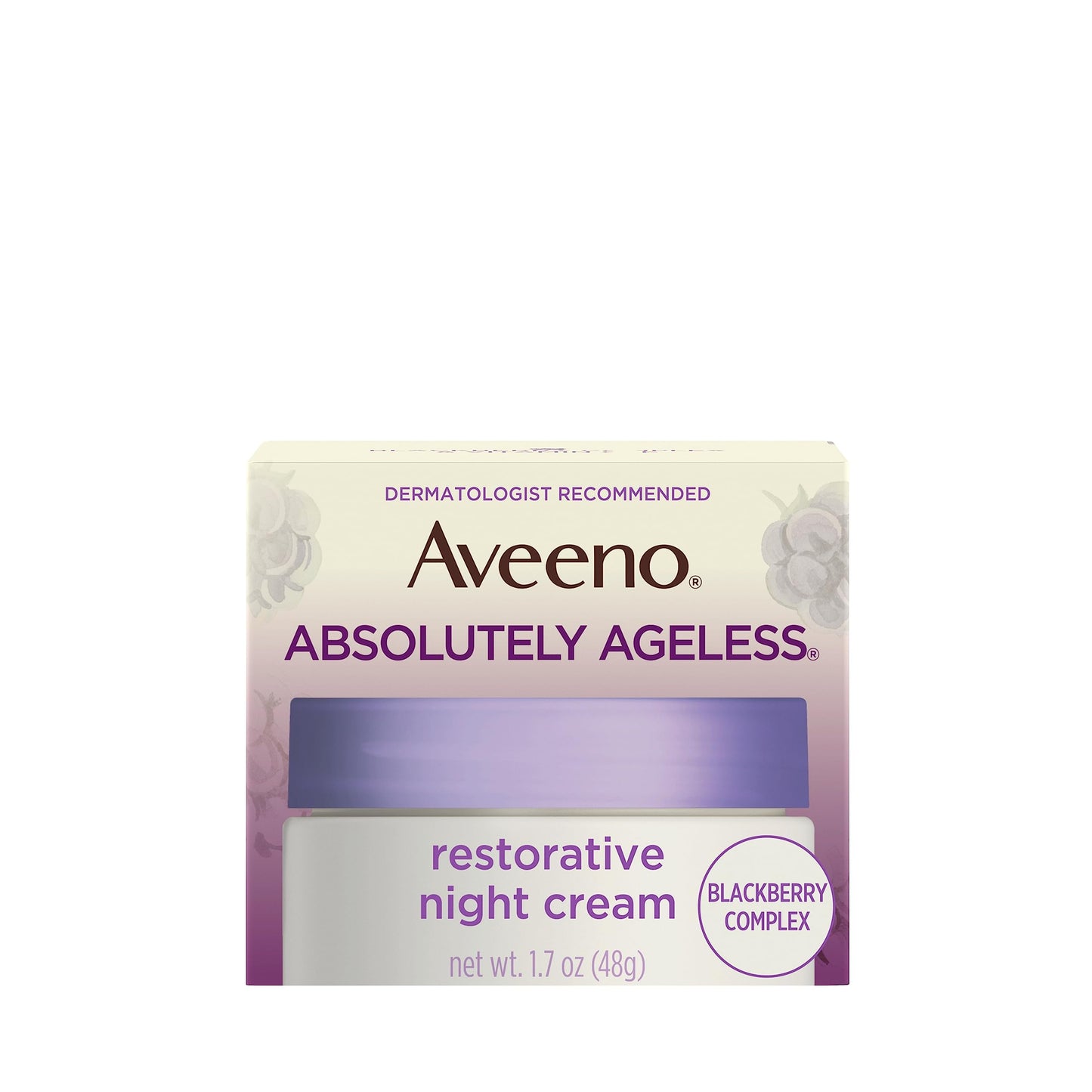 Aveeno Absolutely Ageless Restorative Night Cream Face & Neck Moisturizer with Antioxidant-Rich Blackberry Complex, Vitamin C & E, Hypoallergenic, Non-Greasy & Non-Comedogenic, 1.7 fl. oz