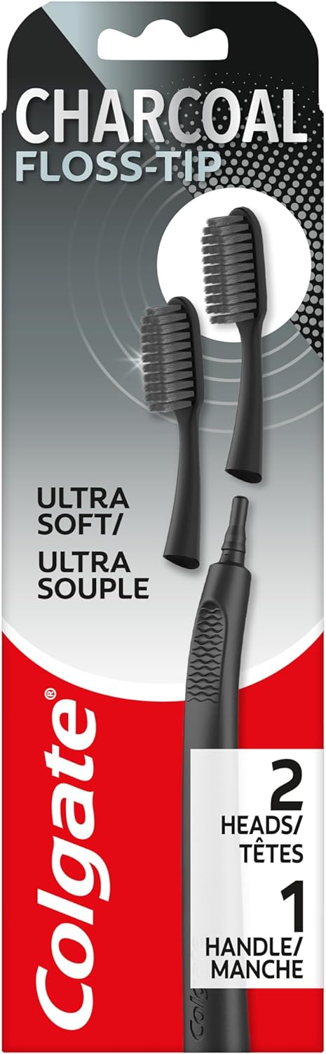 Colgate Keep Charcoal Replaceable Head Toothbrush Starter Kit, 2 Brush Heads