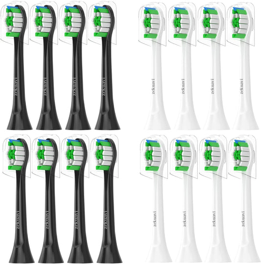 Zekuavi 16Pack Toothbrush Replacement Heads Compatible with Phillips Sonicare Protective Diamond Expert Daily 4100 5100 6100 1100 7500 6500 Electric Toothbrush, 8White8Black