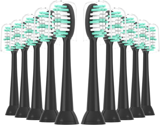 CILGEWH Replacement Toothbrush Heads 10 Pack for AquaSonic Black Series for Vibe Series Black Series pro, and for Duo Series pro Electric Toothbrush,Black