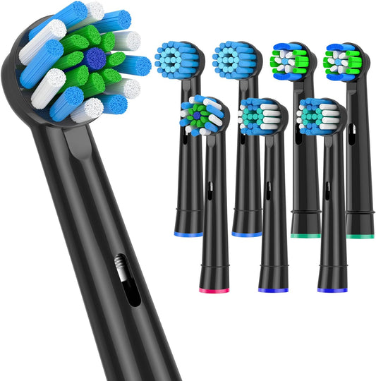 AOBAMA Replacement Toothbrush Heads Fits Oral B Braun for Precision/Precision Clean PRO/Sensitive/Cross Clean Replacement Brush Heads Pack of 8 Black Standard Clean Heads Refill for 7000/Pro1000/3000