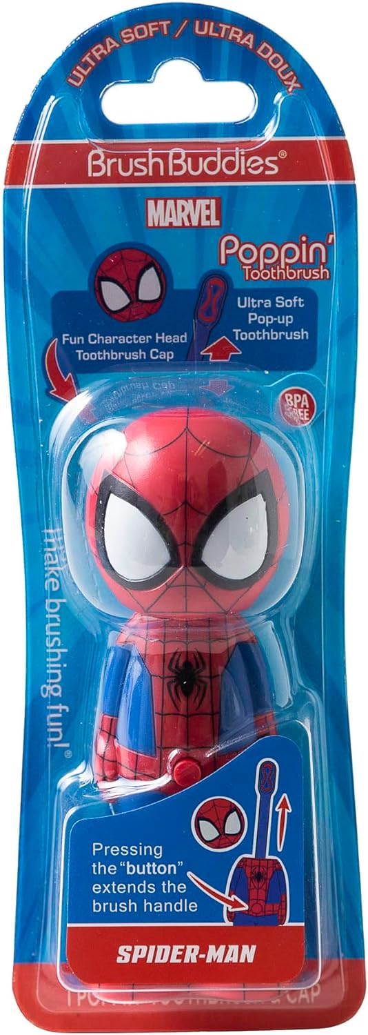 Brush Buddies Marvel Spider-Man Toothbrush for Kids, Soft Bristle Kids Toothbrush, Ultra Soft Toothbrush, Superhero Toothbrush