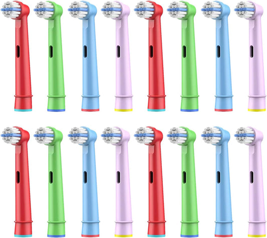 16pcs Kids Replacement Heads Compatible with Braun Oral B Kids Electric Toothbrush, Ultra Soft Bristles