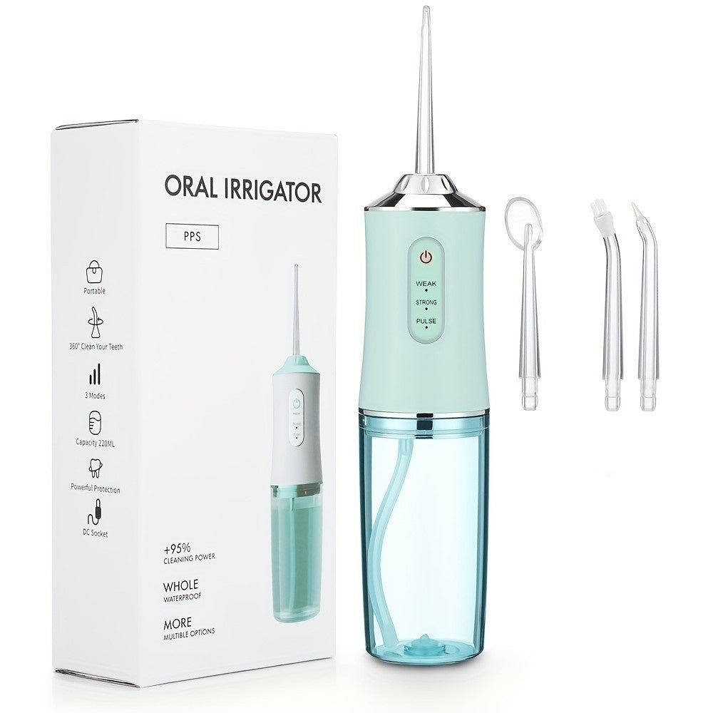Rechargeable USB Oral Irrigator - 4 Jet Tips, 3 Modes, 220ml Water Reservoir, 1400rpm - Perfect for Daily Dental Flossing!