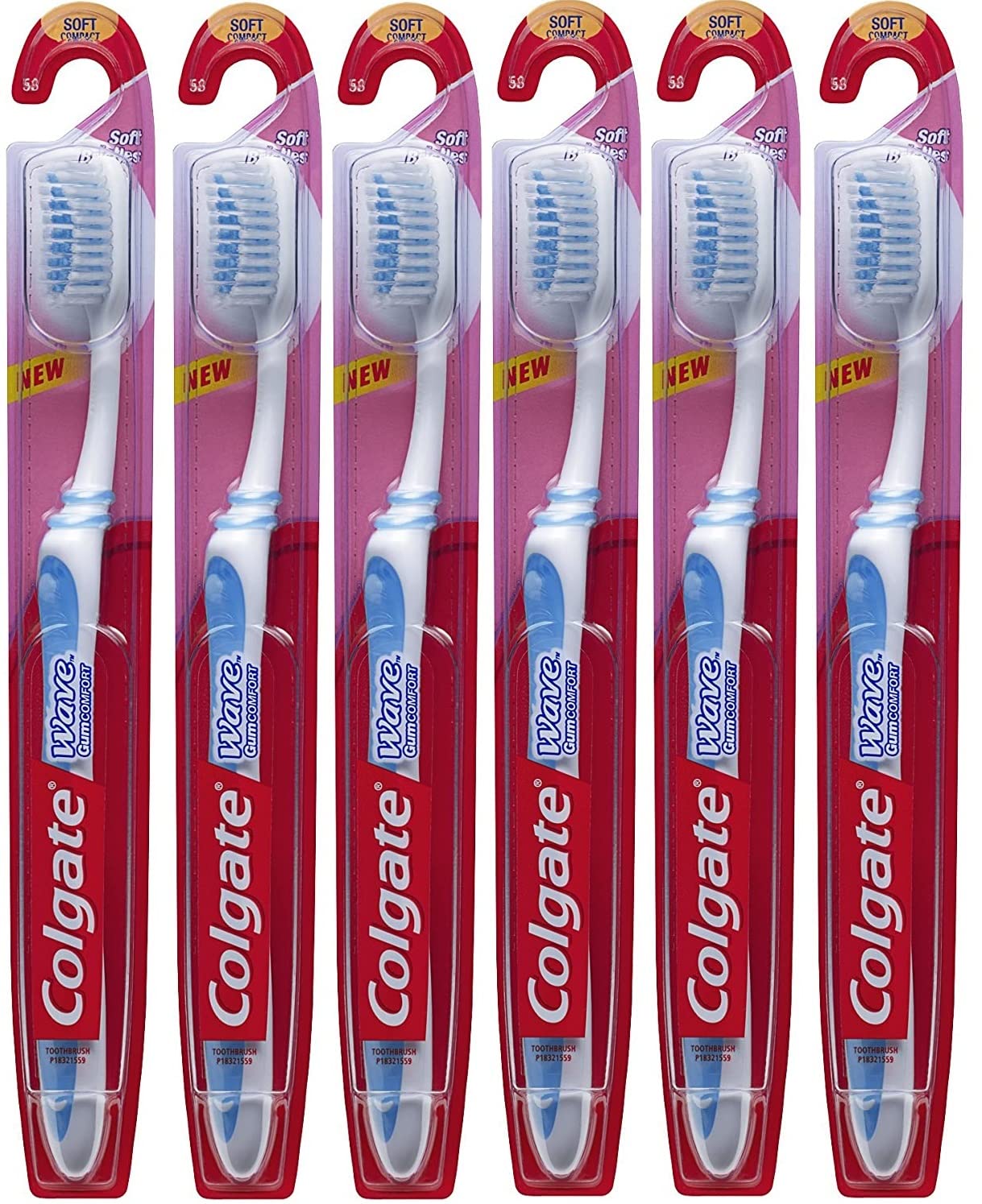 Colgate Wave Gum Comfort Soft Compact Head Toothbrush Colors Vary (Pack of 8)