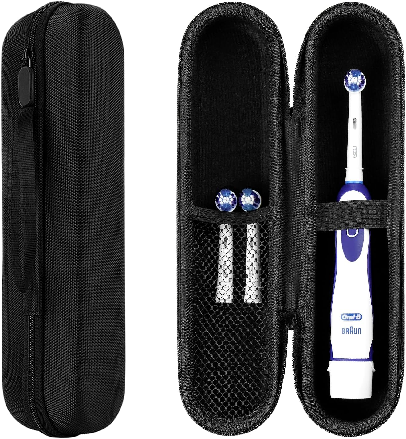 Travel Electric Toothbrush Case, Portable Containers Toothbrush Holder Storage Box, PU Toothbrush Travel Case Compatible with Oral-b Pro 1500 8000, Philips 4100, 5100 6100, 9900 (Black PU 1pack)