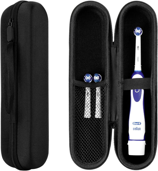 Travel Electric Toothbrush Case, Portable Containers Toothbrush Holder Storage Box, PU Toothbrush Travel Case Compatible with Oral-b Pro 1500 8000, Philips 4100, 5100 6100, 9900 (Black PU 1pack)