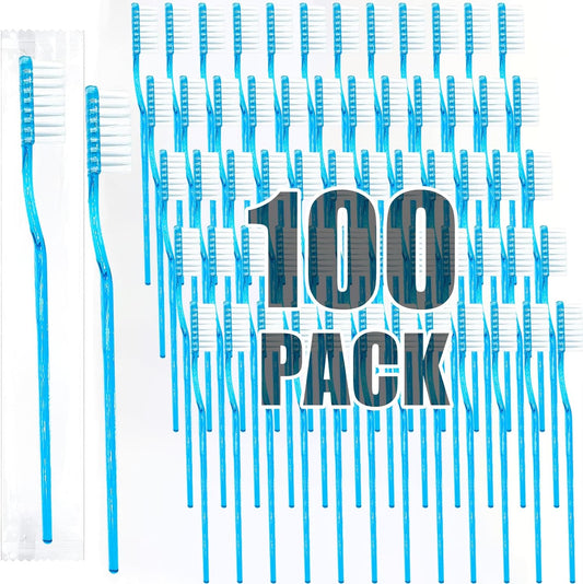 COCOBURI Adult Pre-Pasted Disposable Toothbrushes Prepasted Toothbrush Individually Wrapped Individually Wrapped Toothbrush-100Pcs