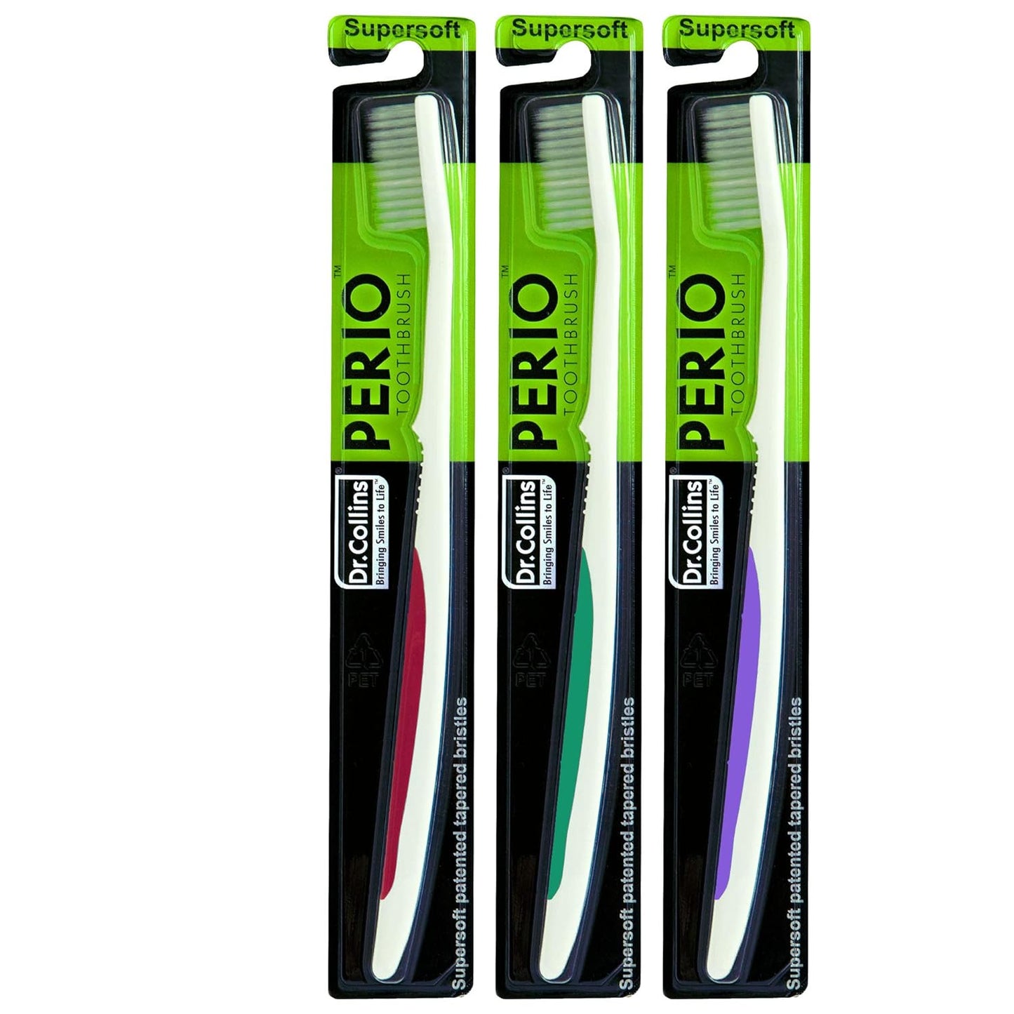 Dr. Collins Perio Toothbrush, (colors vary) 3 Count (Pack of 1)