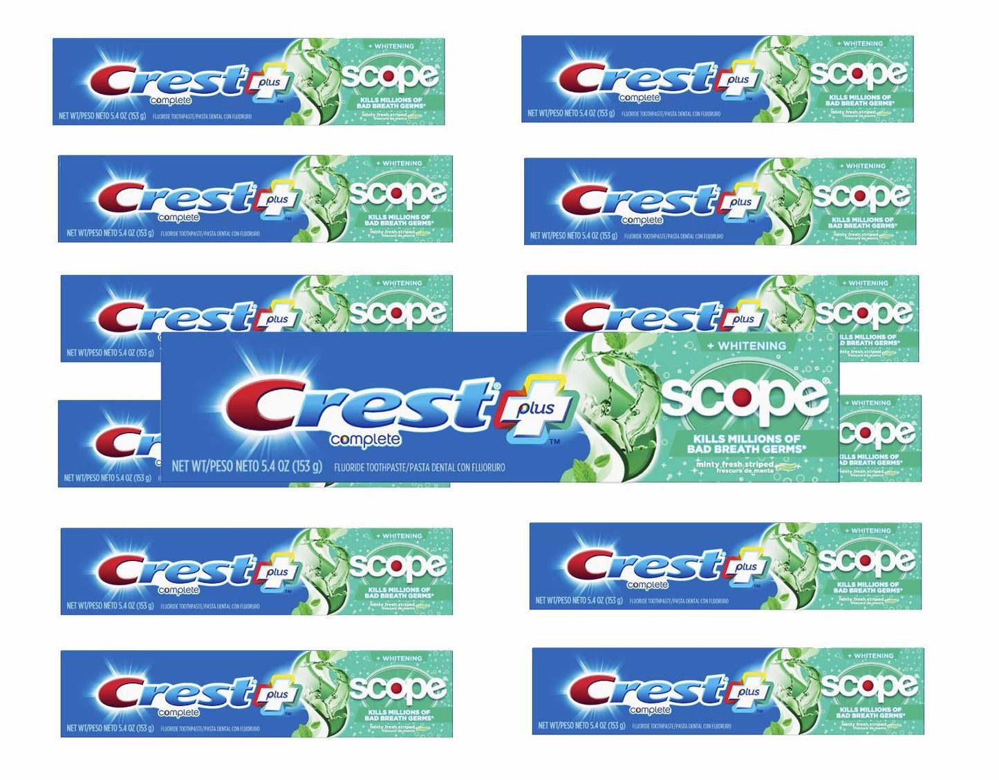 Crest + Scope Complete Whitening Toothpaste Minty Fresh Mint 5.4 Oz- Pack 12